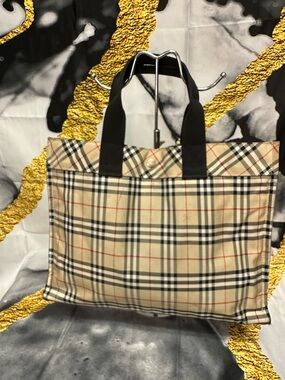 Burberry Blue label Classic Plaid Tote Bag in Beige and Black